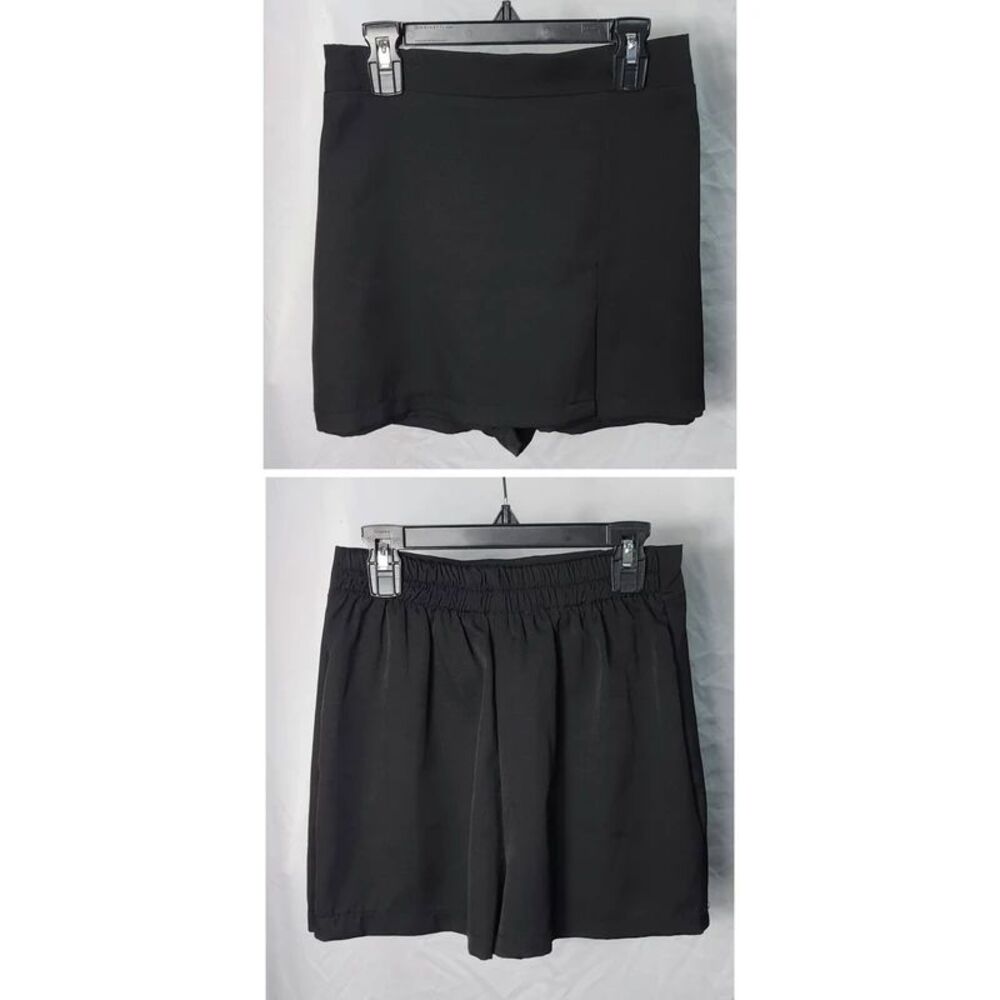 Black mini Skort size Small elastic back high waist sexy shorts dressy Like New